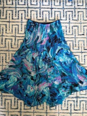 Bob Mackie Blue Teal Floral Swim Sarong